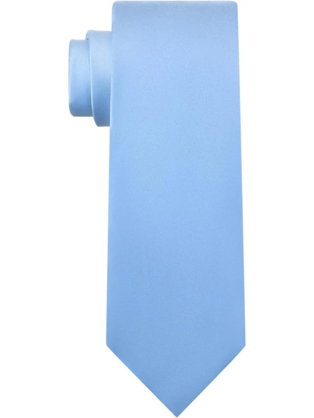 Men's Light Blue Solid Microfiber Plain Formal Silk Necktie For Business Dress